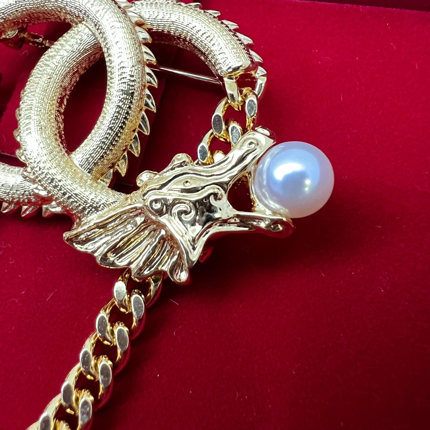 Chanel Chinese New Year CNY 2024 VIP Gift Dragon Brooch with Pearl in GHW