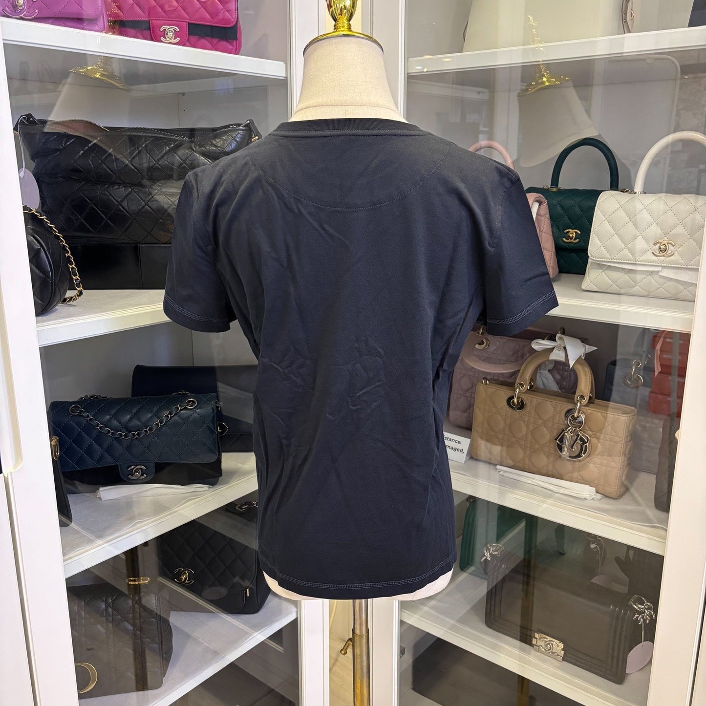 Hermes Droit Cartouche T-shirt in Bleu Noir Cotton