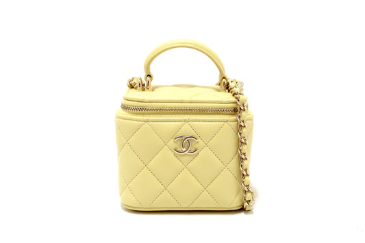 Chanel NEW  Chanel Yellow Lambskin Top Handle Mini Vanity Case Crossbo | Havik Shop.com - Shop Now at Havik Shop.com