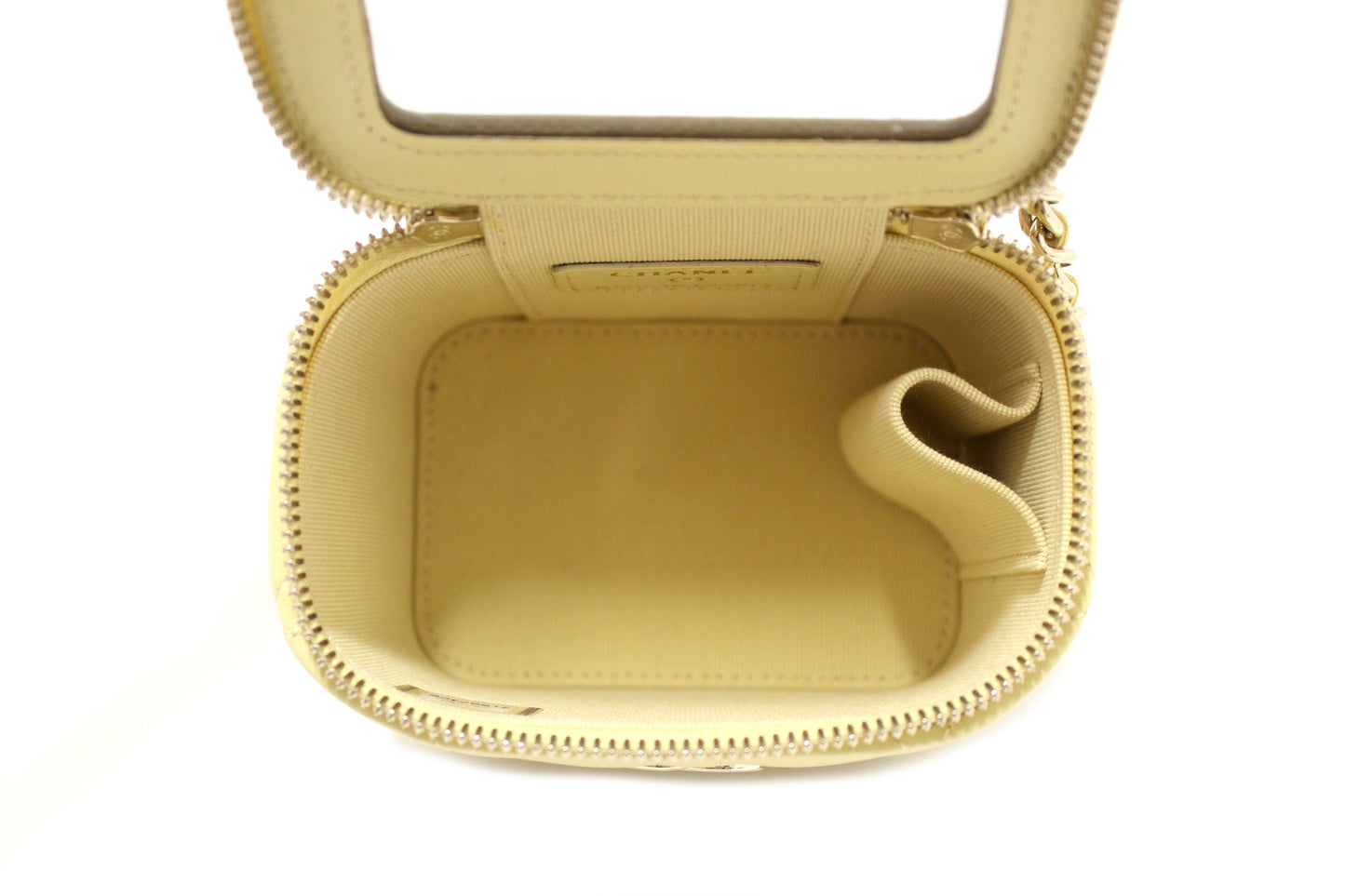 NEW  Chanel Yellow Lambskin Top Handle Mini Vanity Case Crossbody Bag
