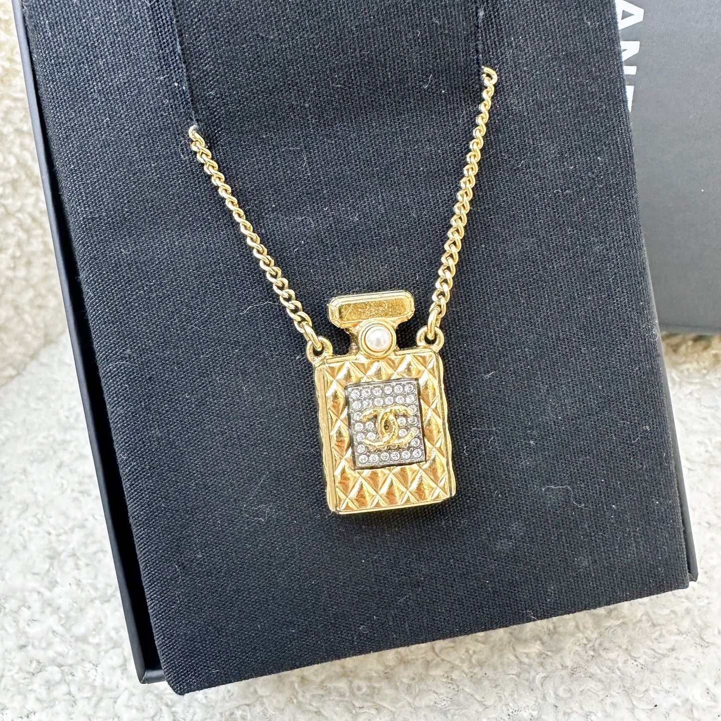 Chanel 20A Perfume Bottle Necklace in AGHW