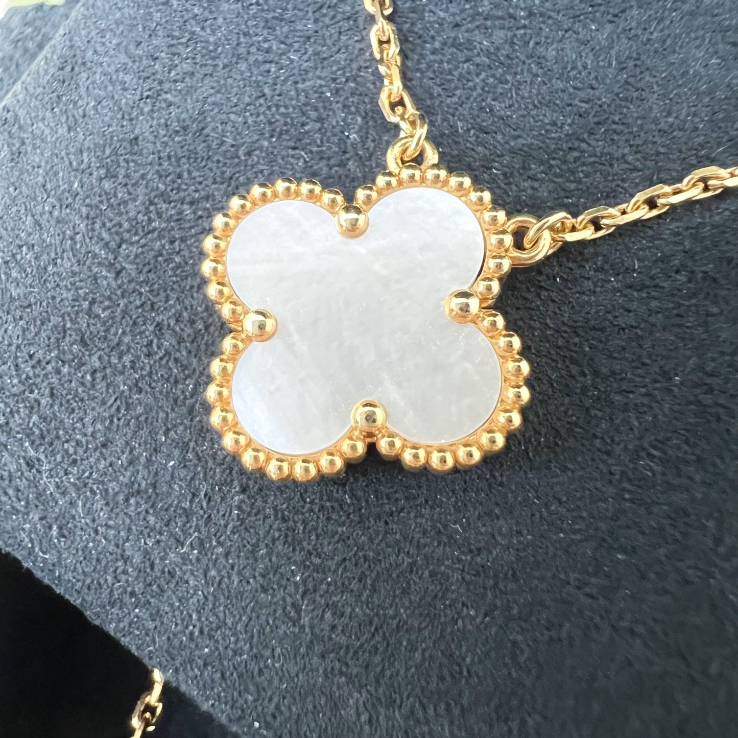 Van Cleef & Arpels VCA Vintage Alhambra Pendant Necklace with White Mother of Pearl MOP in 18K Yellow Gold (Ref: VCARA45900)