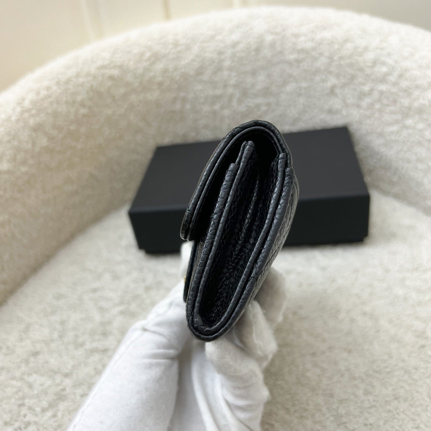 Chanel Classic Snap Card Holder in Black Caviar and GHW