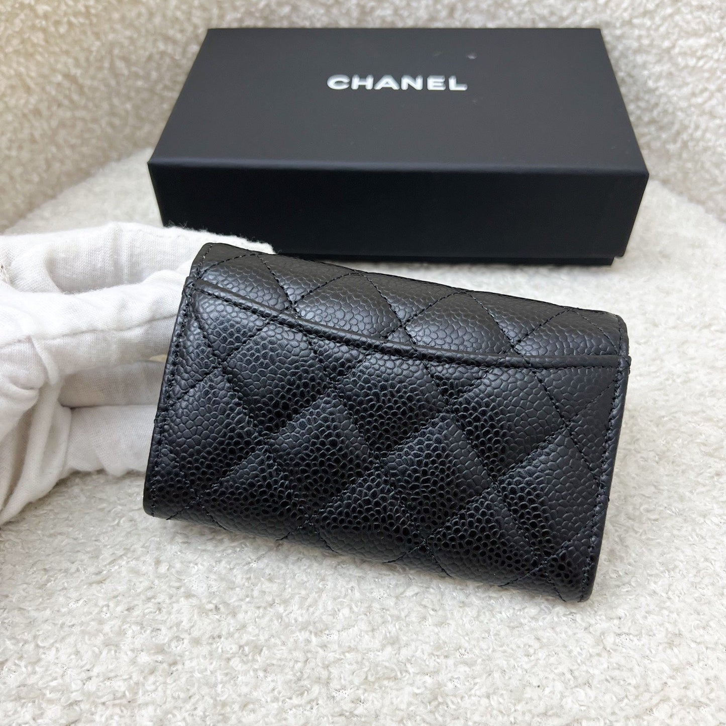 Chanel Classic Snap Card Holder in Black Caviar and GHW