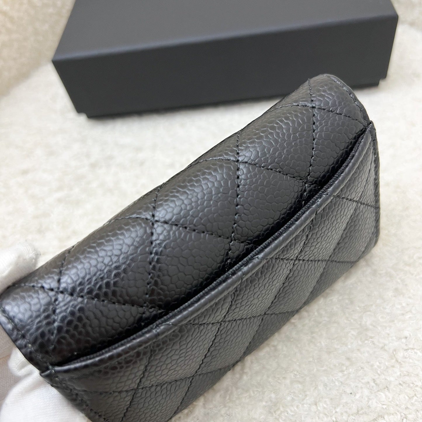 Chanel Classic Snap Card Holder in Black Caviar and GHW