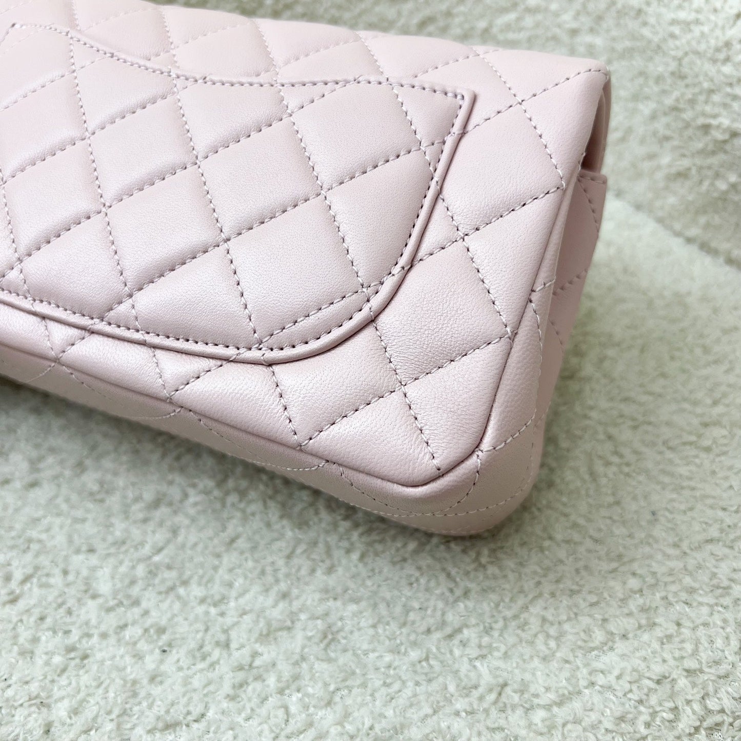 Chanel Pearl Crush Mini Rectangle Flap in 24K Sakura Pink Stiff Lambskin and AGHW (Model: AS1787)