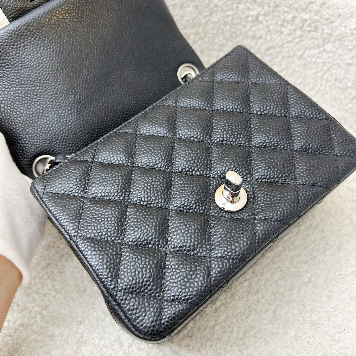 Chanel Classic Square Mini Flap in Black Caviar and SHW