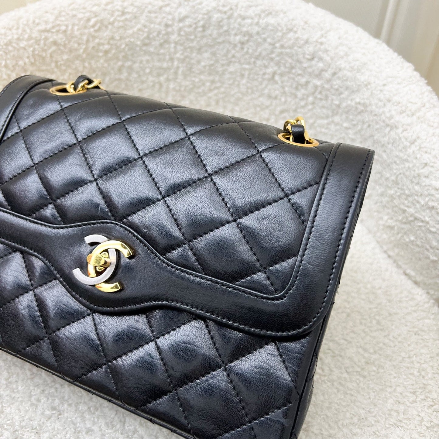 Chanel Vintage Seasonal Small Flap with 2-tone Turn Lock and 24K Gold-Plated HW