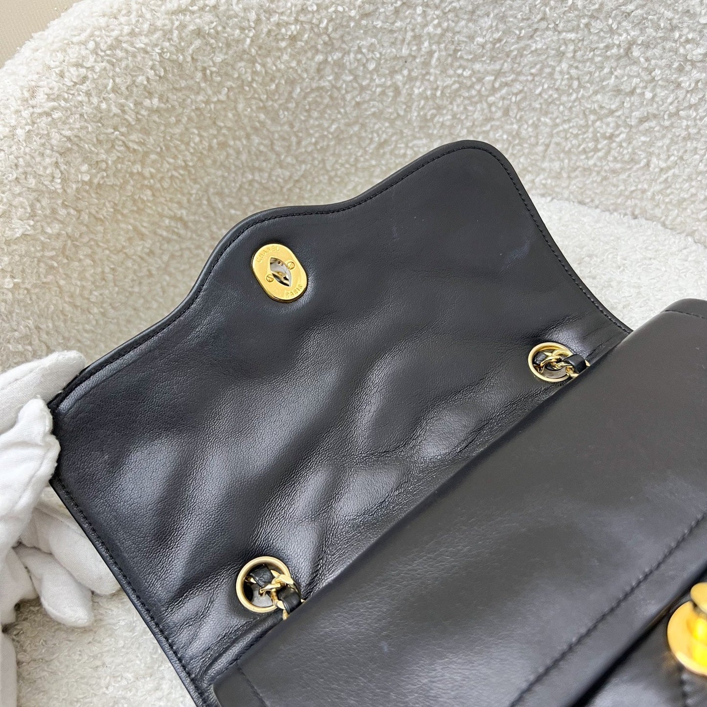 Chanel Vintage Seasonal Small Flap with 2-tone Turn Lock and 24K Gold-Plated HW