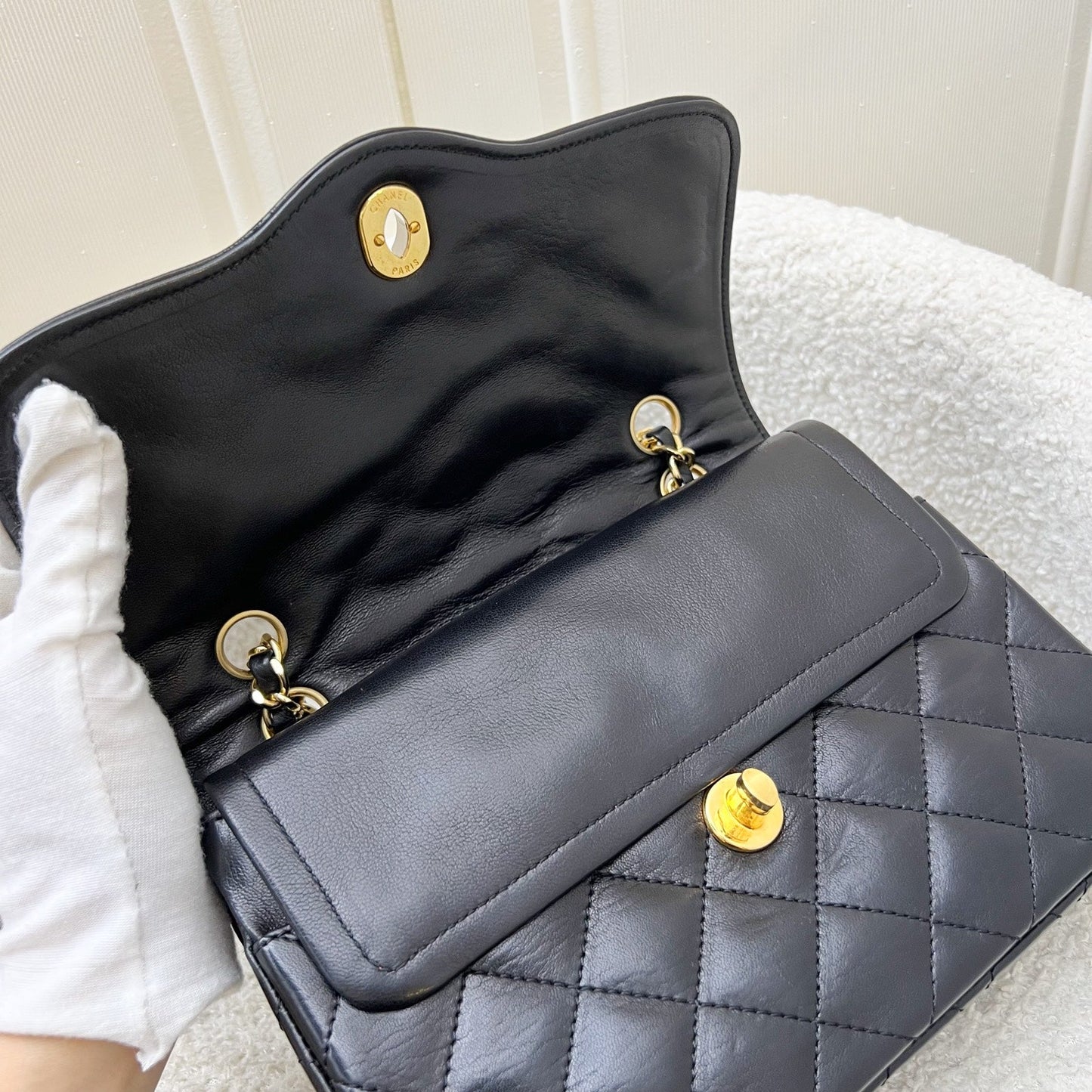 Chanel Vintage Seasonal Small Flap with 2-tone Turn Lock and 24K Gold-Plated HW