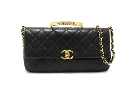ParisHavik Shop Chanel Black Calfskin Leather Large Flap Bag with Handle | Havik Shop.com - Shop Now at Havik Shop.com