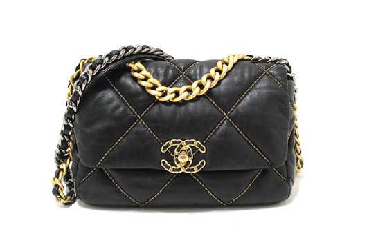 CHANEL Limited Edition Chanel 19 Medium Black Quilted Lambskin Leather | Havik Shop.com - Shop Now at Havik Shop.com