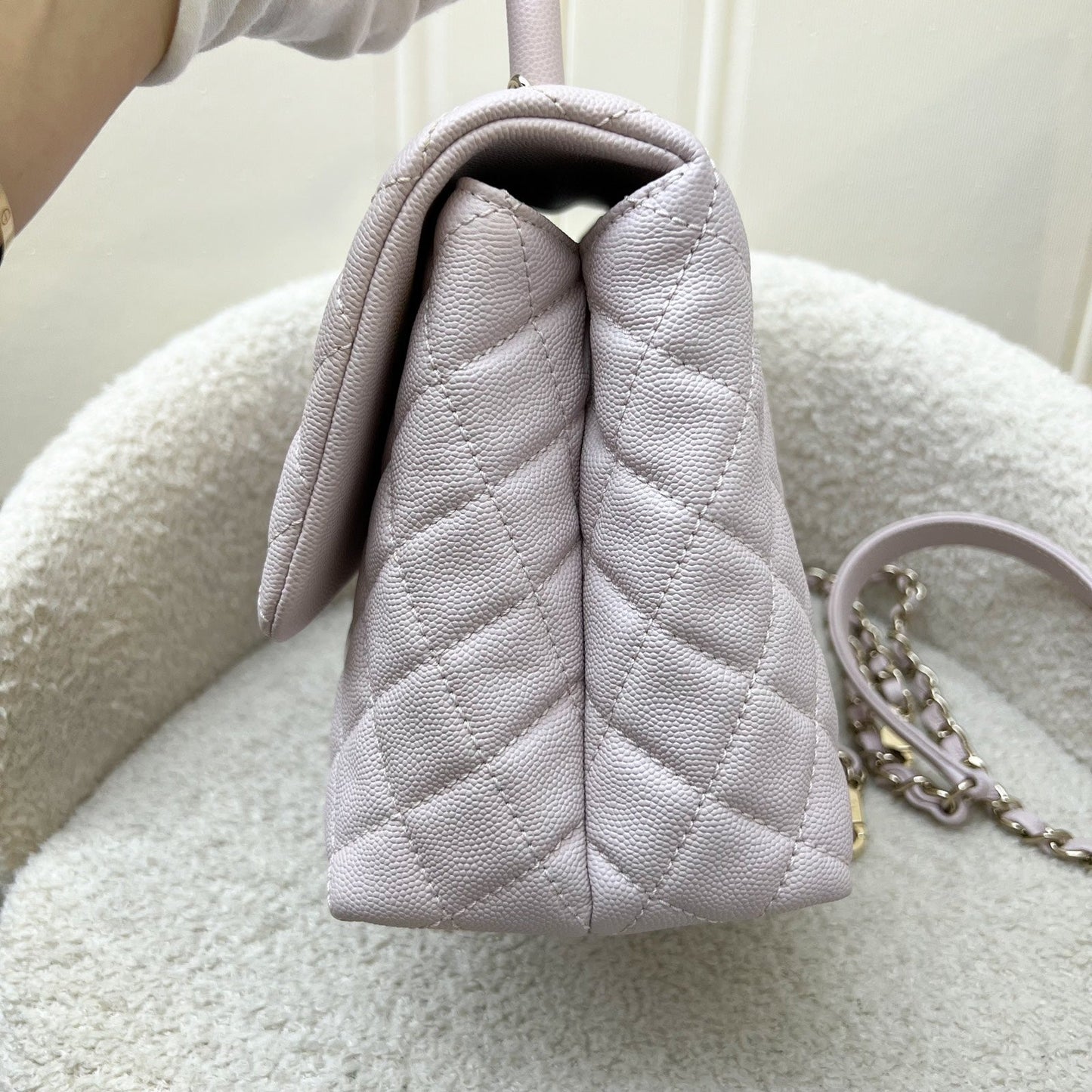 Chanel Medium 29cm Coco Handle in 20A Lilac Caviar and LGHW
