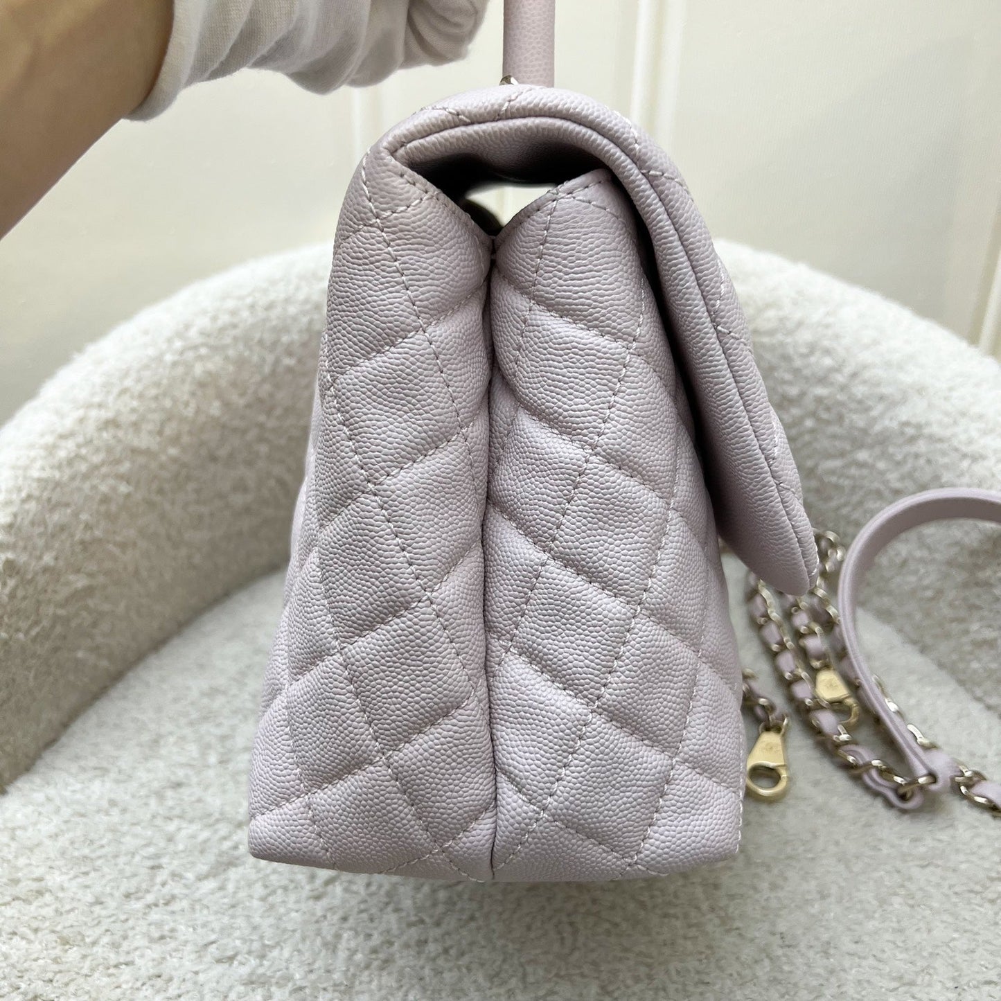 Chanel Medium 29cm Coco Handle in 20A Lilac Caviar and LGHW