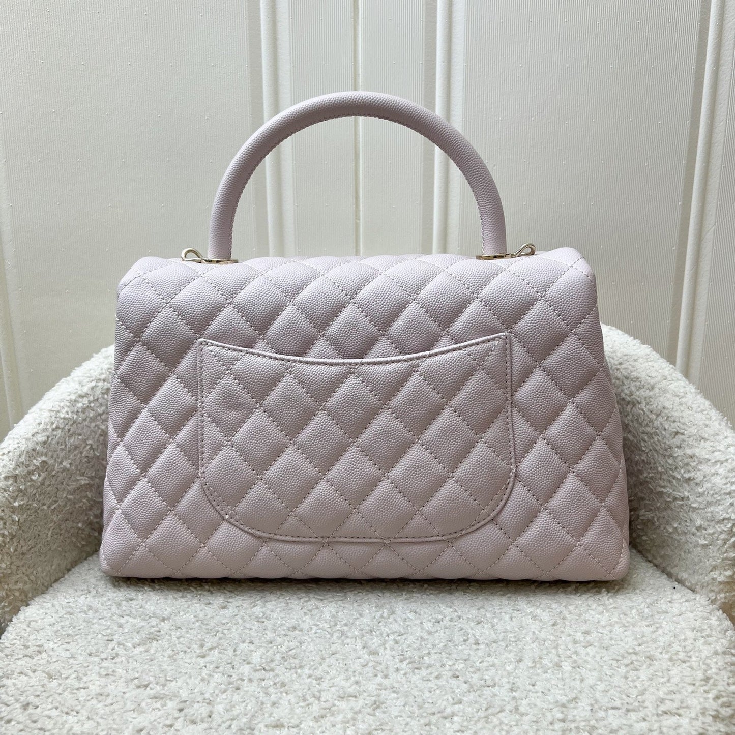 Chanel Medium 29cm Coco Handle in 20A Lilac Caviar and LGHW