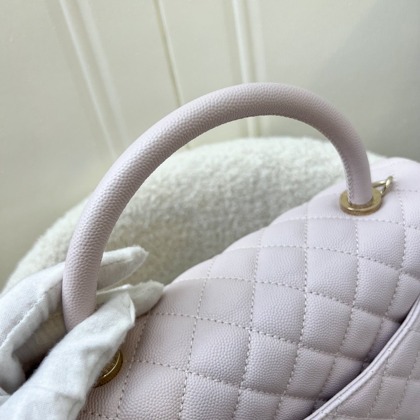 Chanel Medium 29cm Coco Handle in 20A Lilac Caviar and LGHW