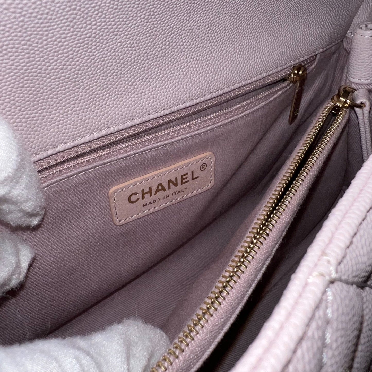 Chanel Medium 29cm Coco Handle in 20A Lilac Caviar and LGHW