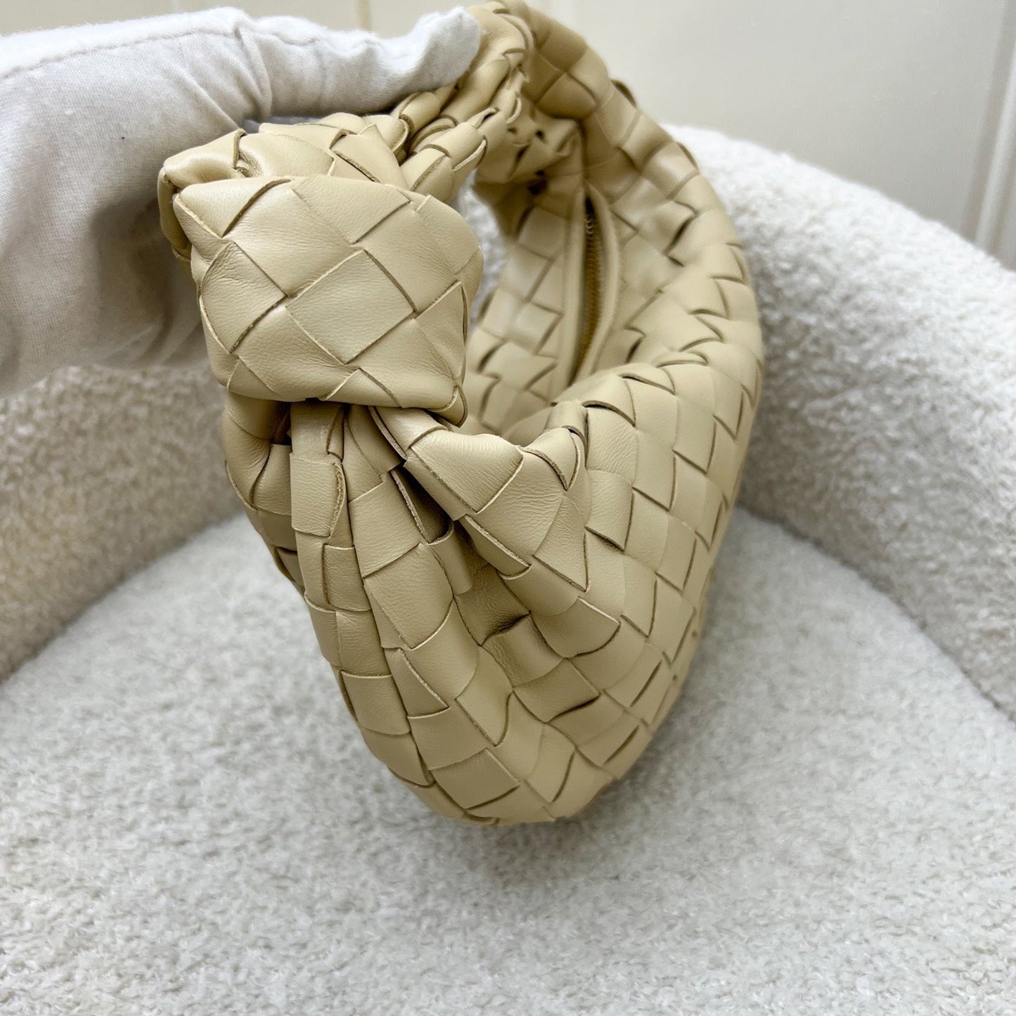 Bottega Mini Jodie in Porridge Intrecciato Leather and GHW