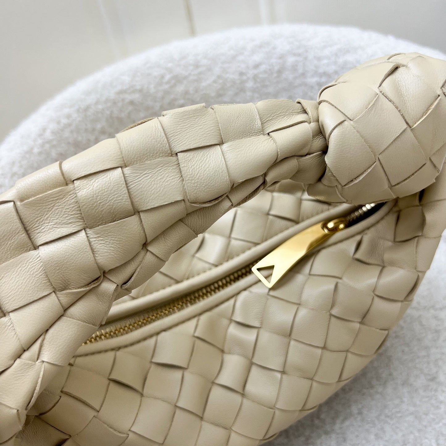 Bottega Mini Jodie in Porridge Intrecciato Leather and GHW