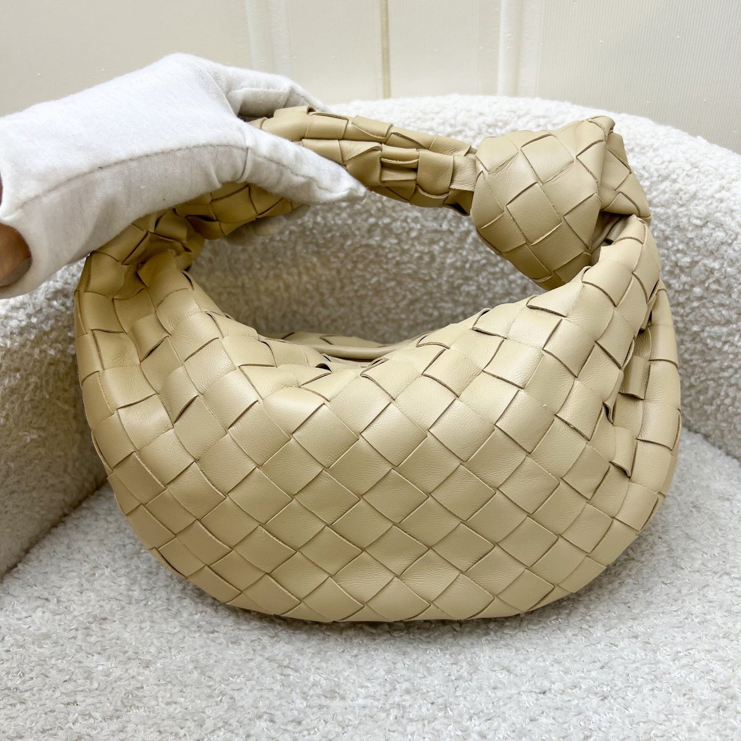 Bottega Mini Jodie in Porridge Intrecciato Leather and GHW