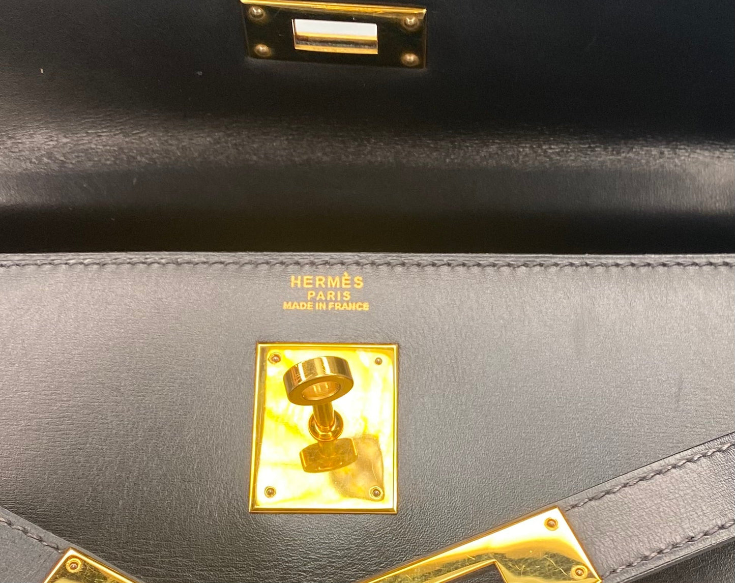 Hermes Vintage Kelly 32 Black Boxcalf Leather