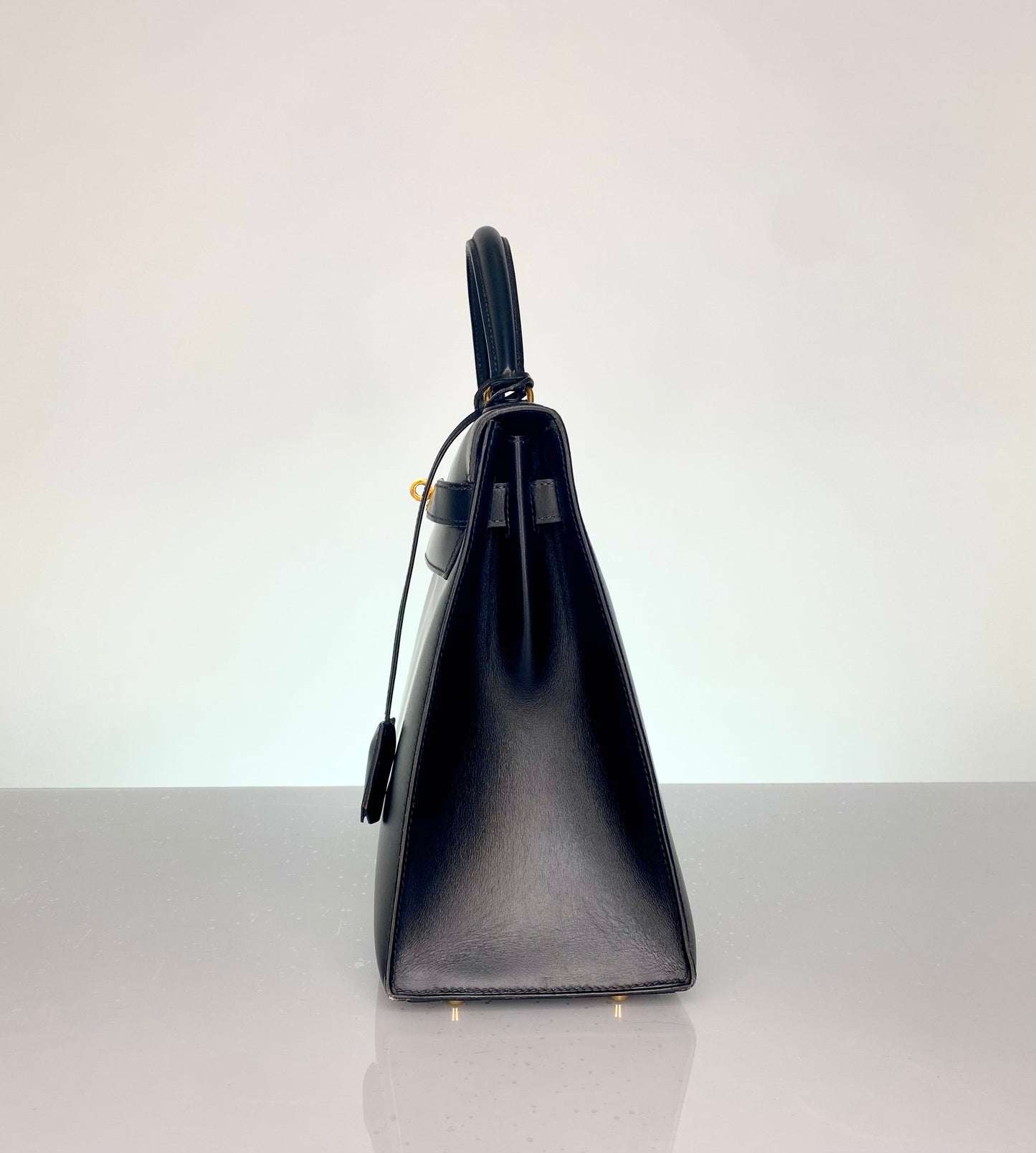 Hermes Vintage Kelly 32 Black Boxcalf Leather