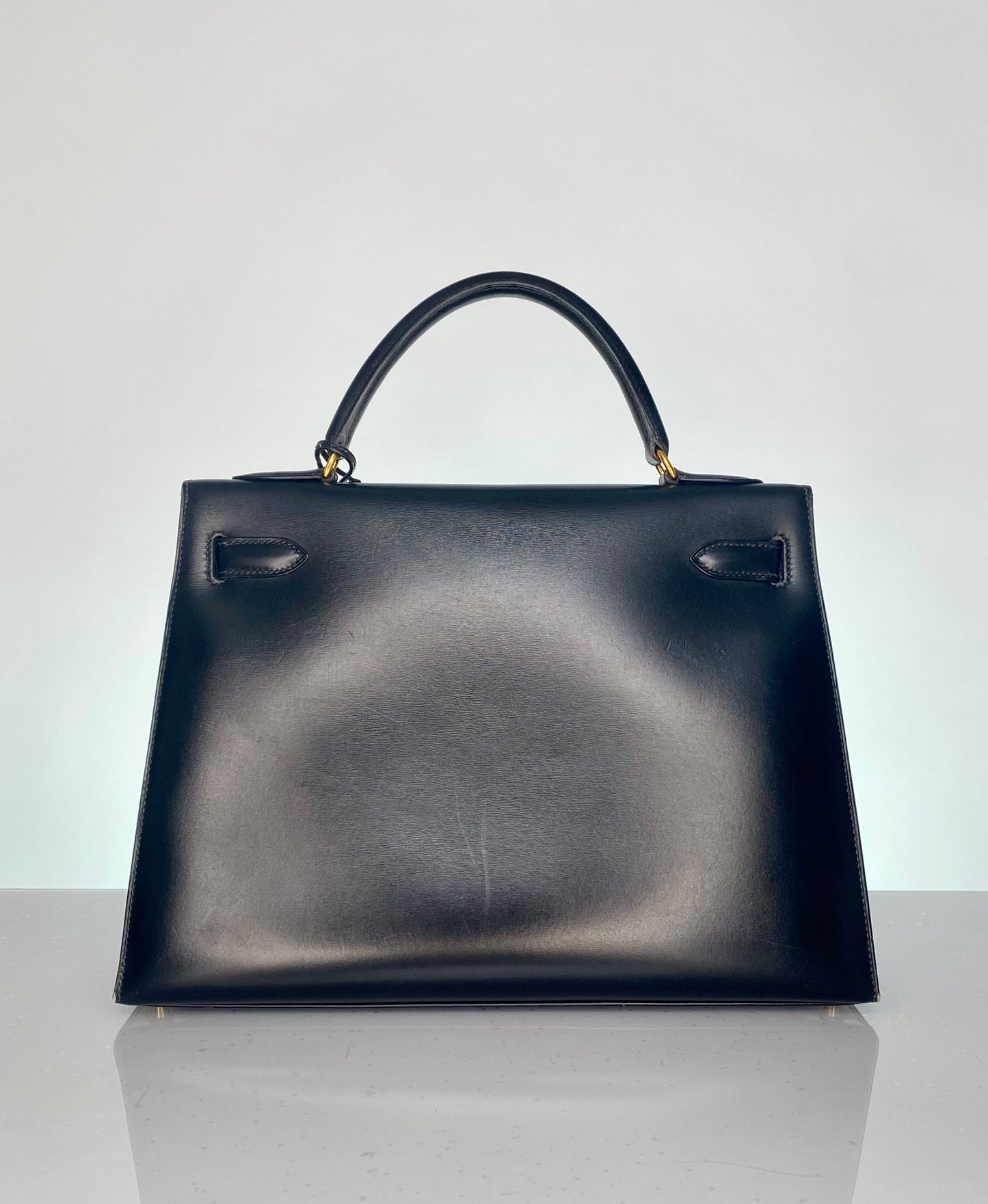 Hermes Vintage Kelly 32 Black Boxcalf Leather