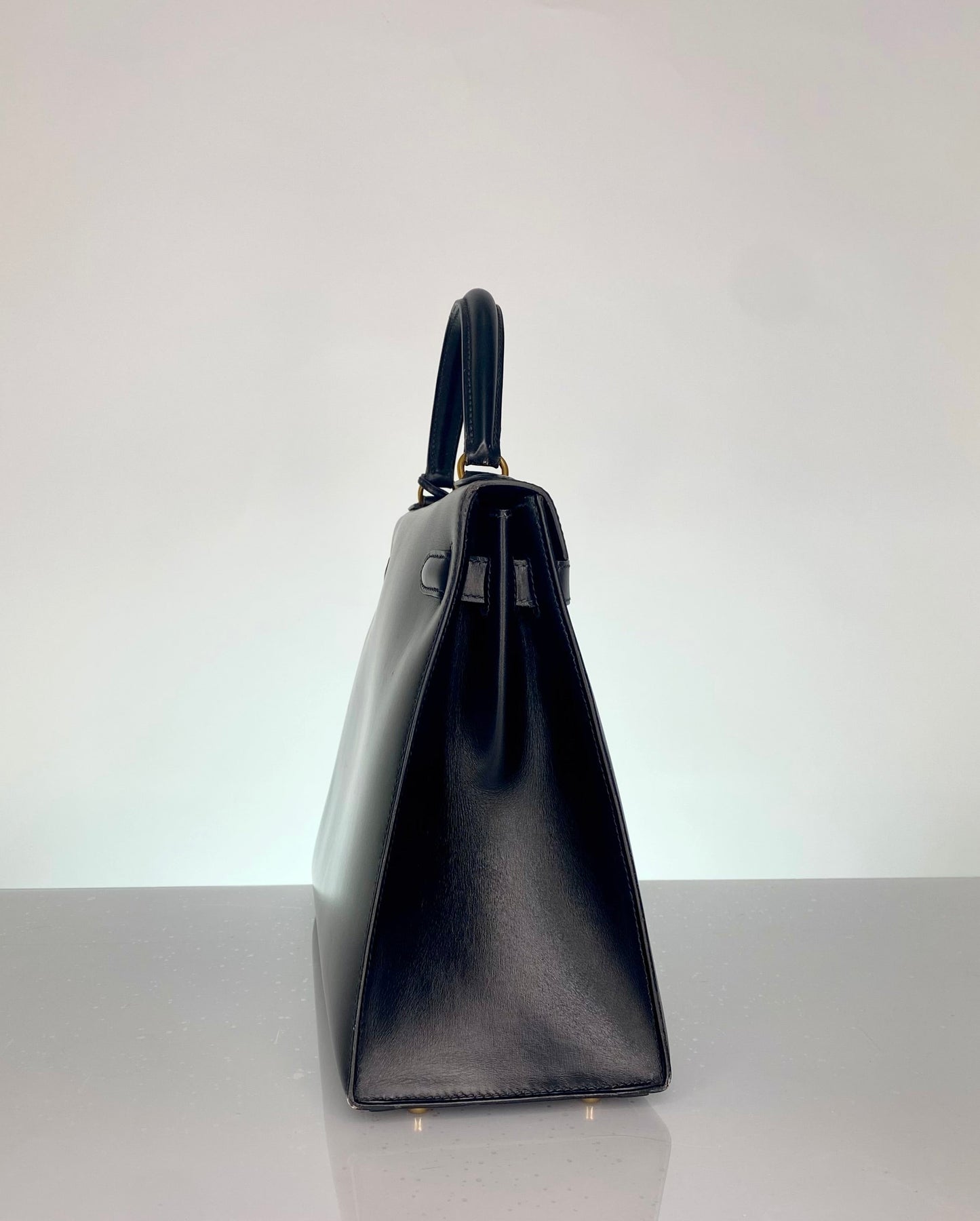 Hermes Vintage Kelly 32 Black Boxcalf Leather