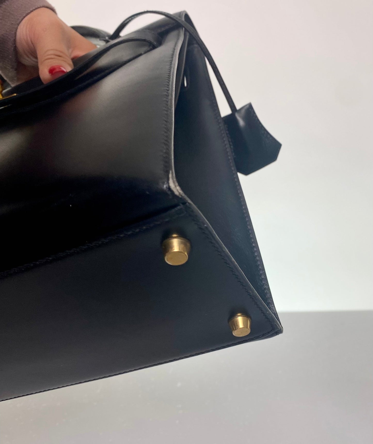 Hermes Vintage Kelly 32 Black Boxcalf Leather