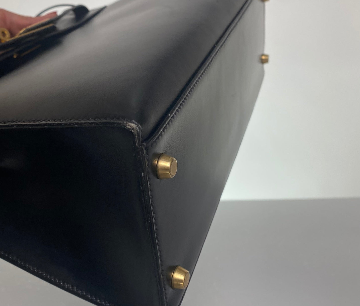Hermes Vintage Kelly 32 Black Boxcalf Leather