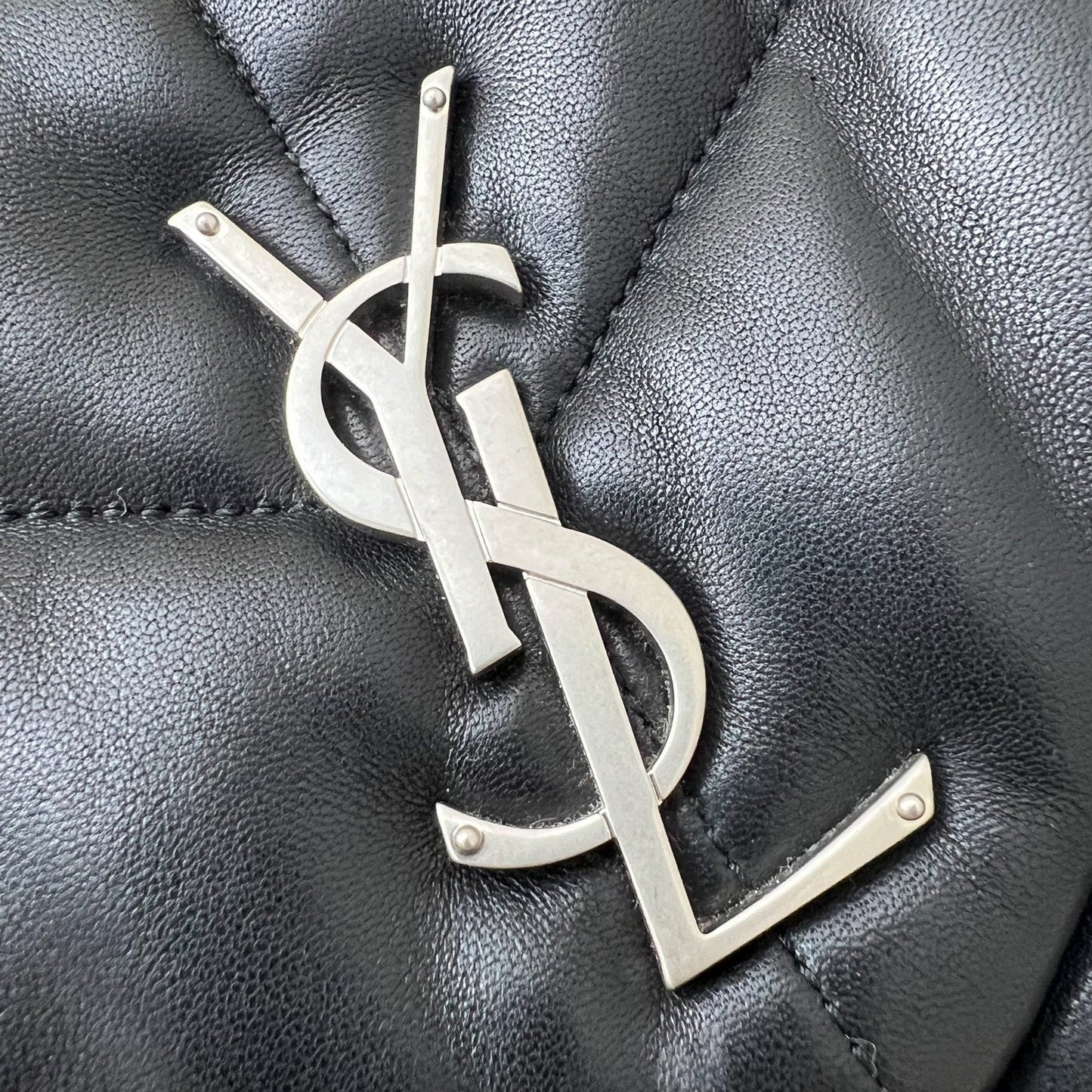 Saint Laurent YSL Small Loulou Puffer Flap Bag in Black Lambskin and PHW
