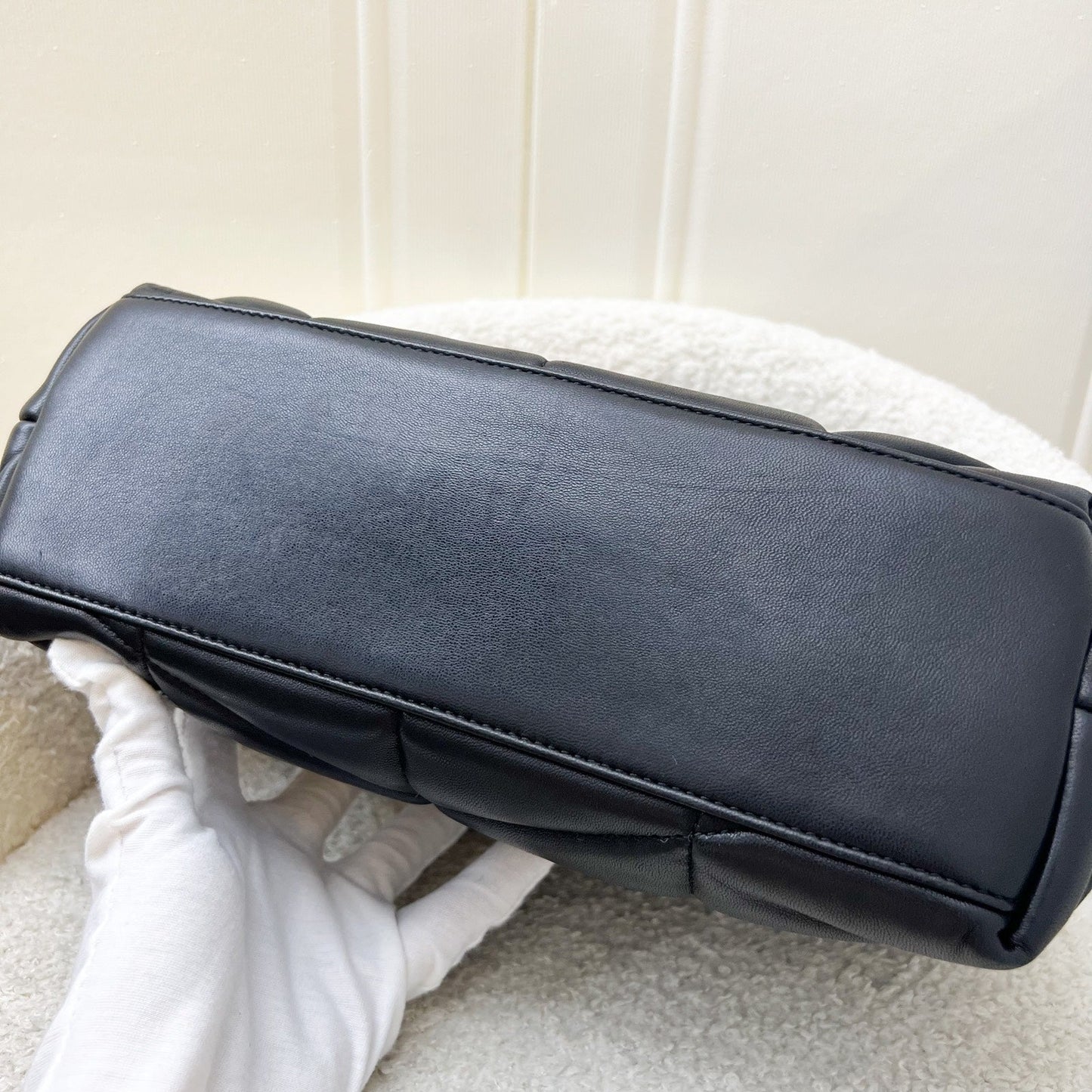 Saint Laurent YSL Small Loulou Puffer Flap Bag in Black Lambskin and PHW
