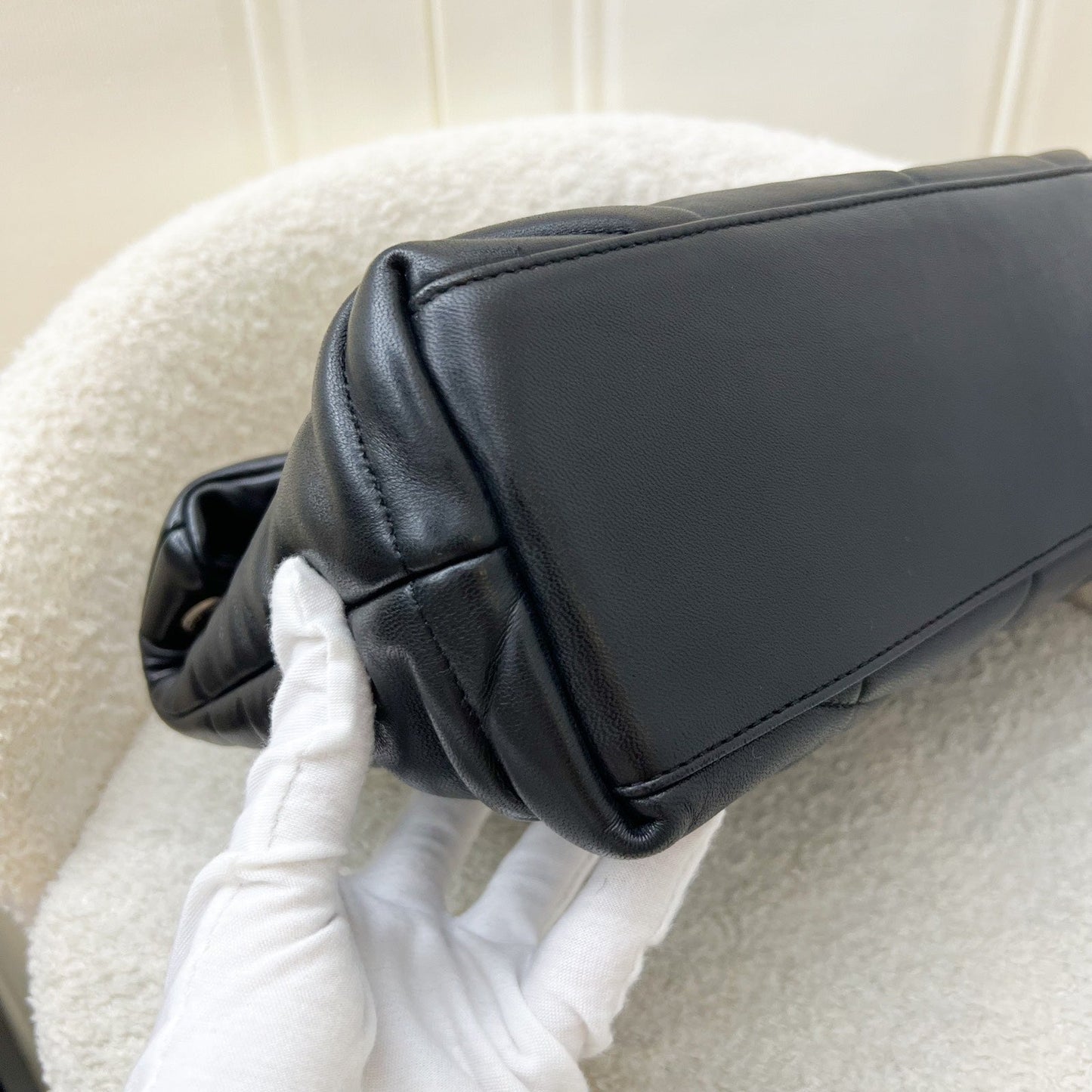 Saint Laurent YSL Small Loulou Puffer Flap Bag in Black Lambskin and PHW