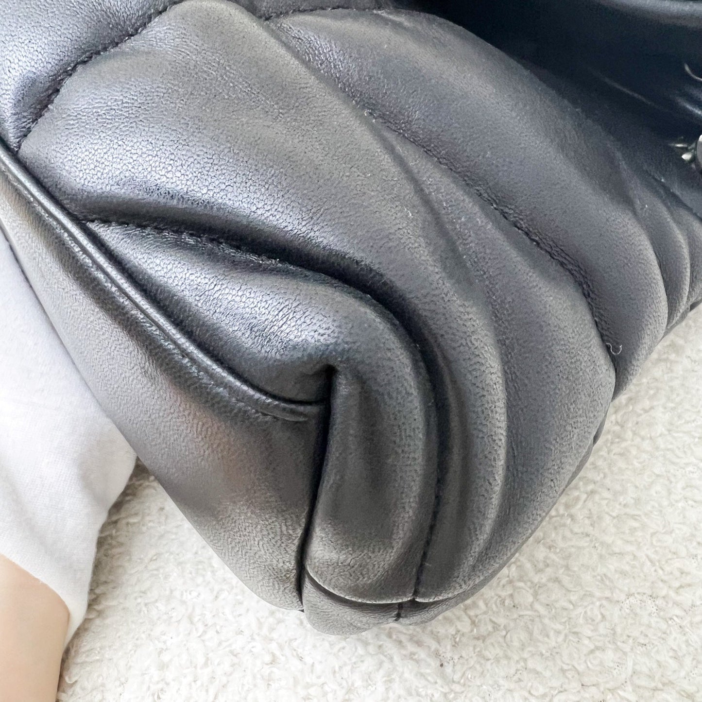Saint Laurent YSL Small Loulou Puffer Flap Bag in Black Lambskin and PHW