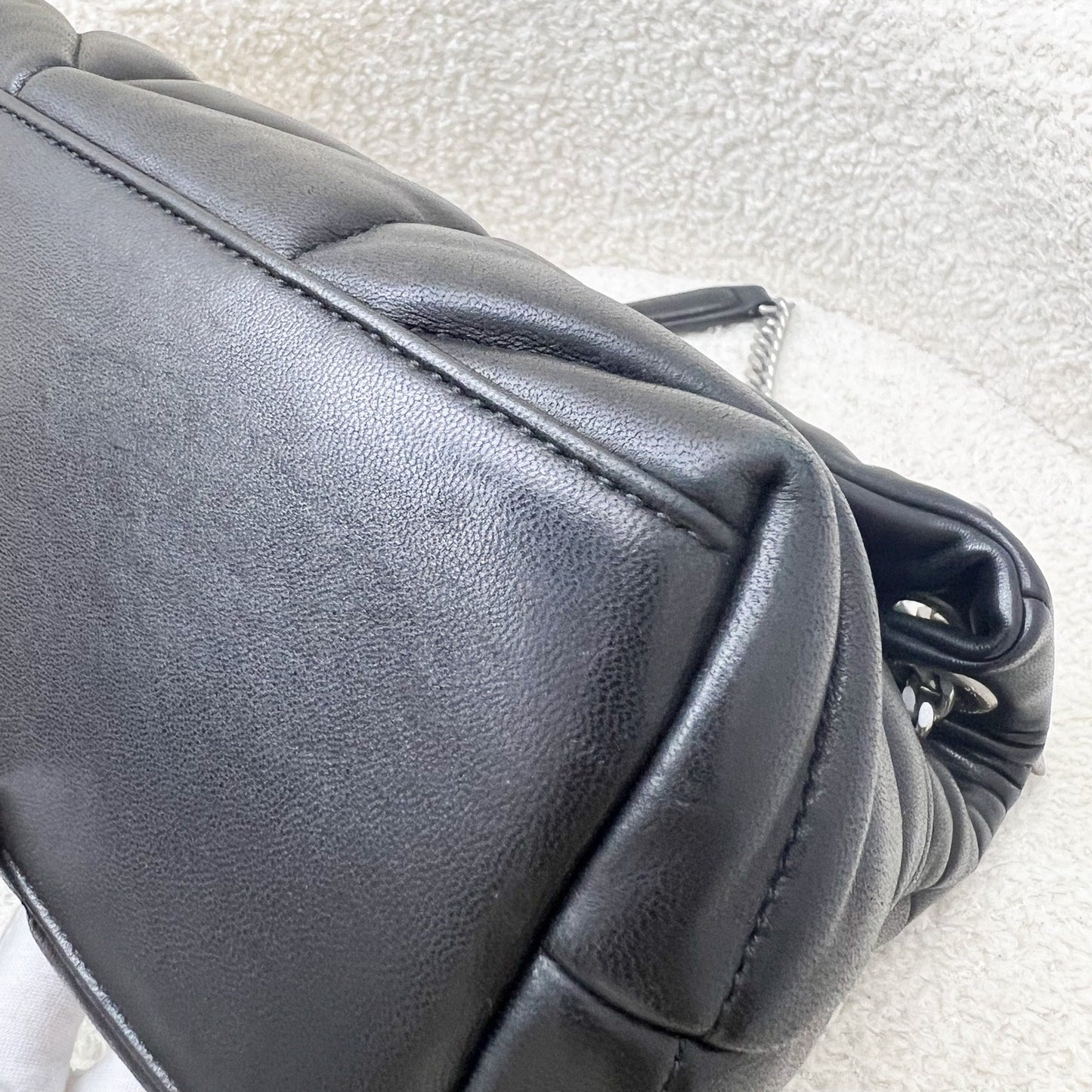 Saint Laurent YSL Small Loulou Puffer Flap Bag in Black Lambskin and PHW