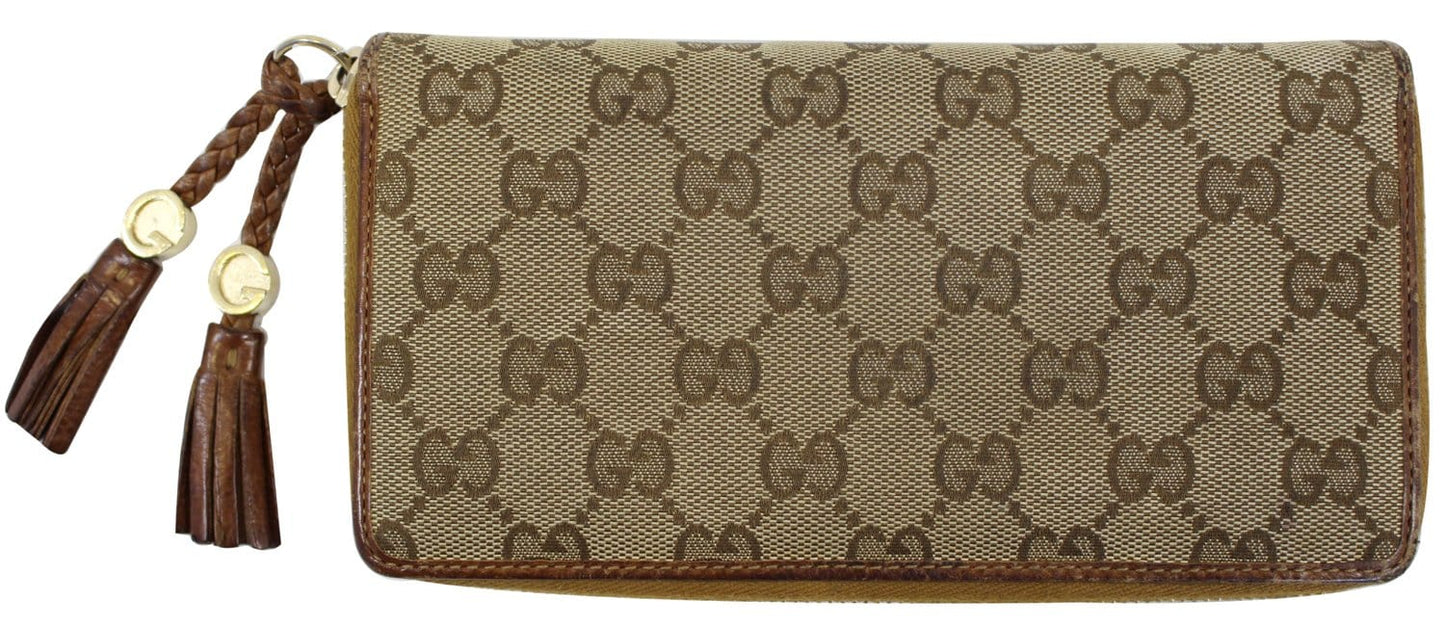 GUCCI GG Canvas Zip Around with Tassels Wallet 261393