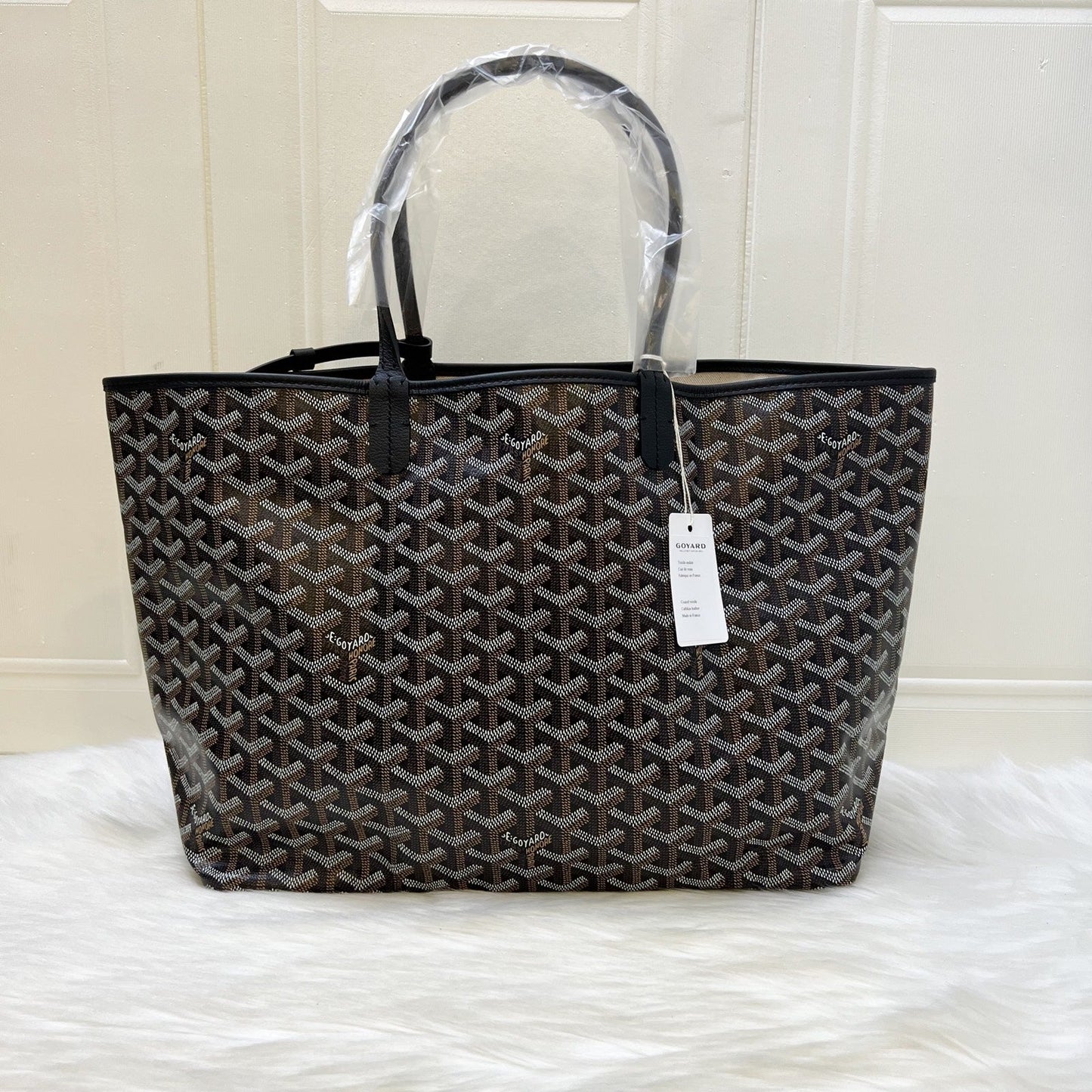 [Havik ShopsNew] Goyard Saint Louis PM Tote in Black Signature Goyardine Canvas