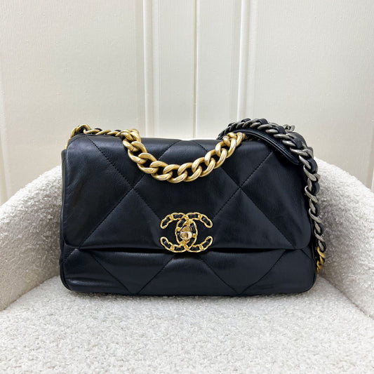 Chanel 19 Small Flap in Black Goatskin and 3-tone HW
