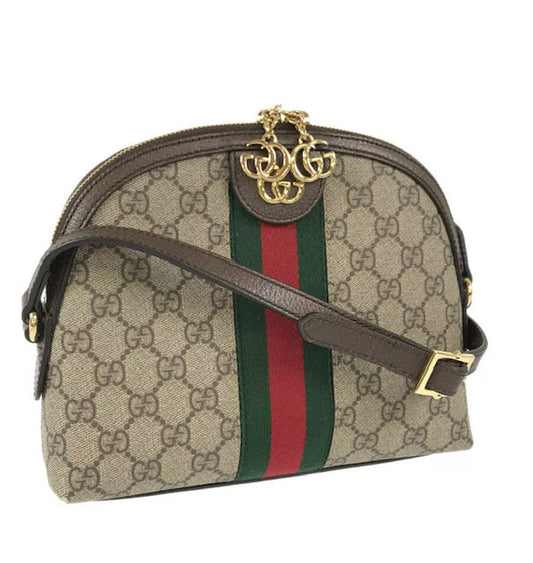 GUCCI OPHIDIA GG SUPREME SHERRY LINE CROSSBODY BAG