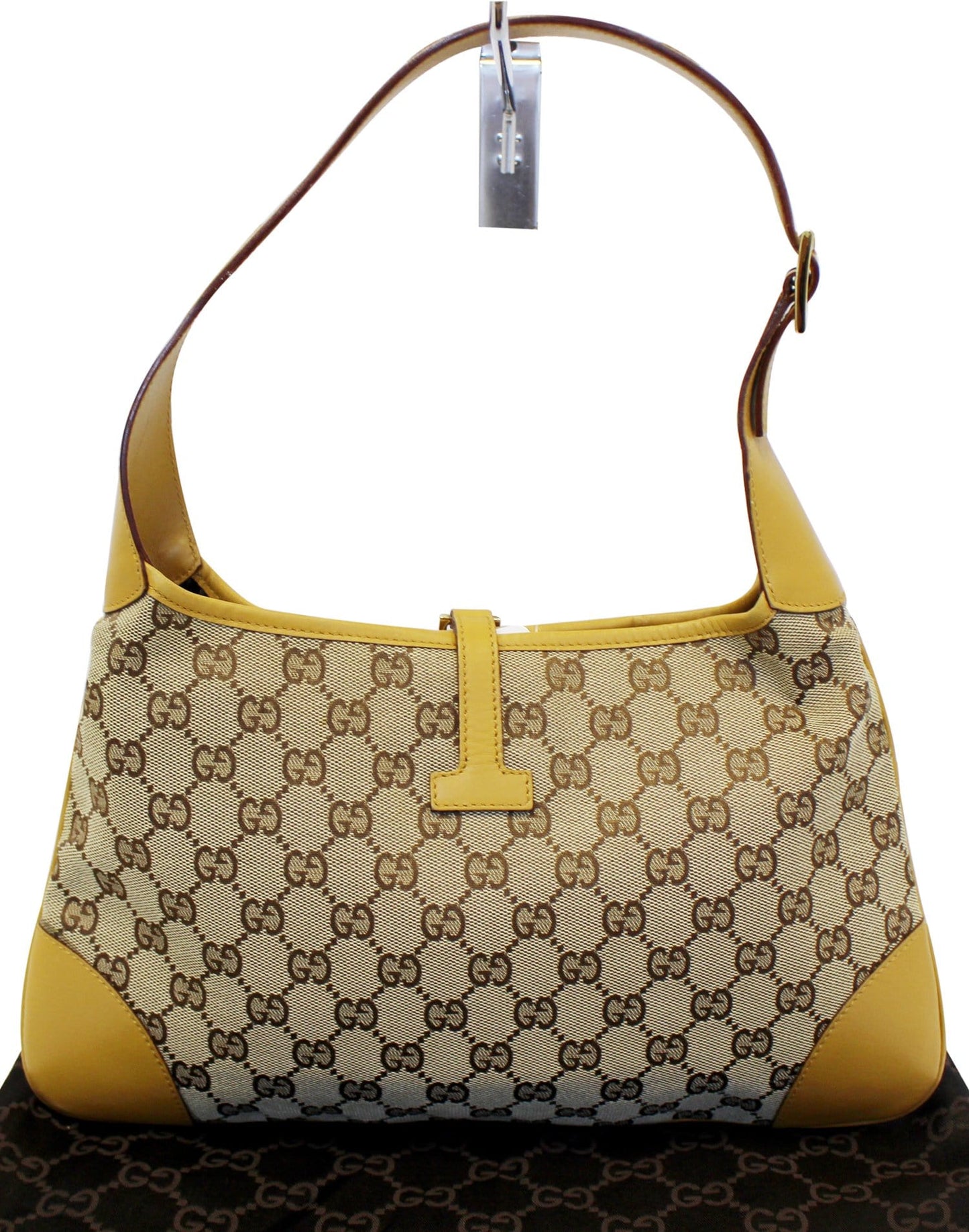 GUCCI GG Canvas/Leather Jackie Shoulder Hobo Bag