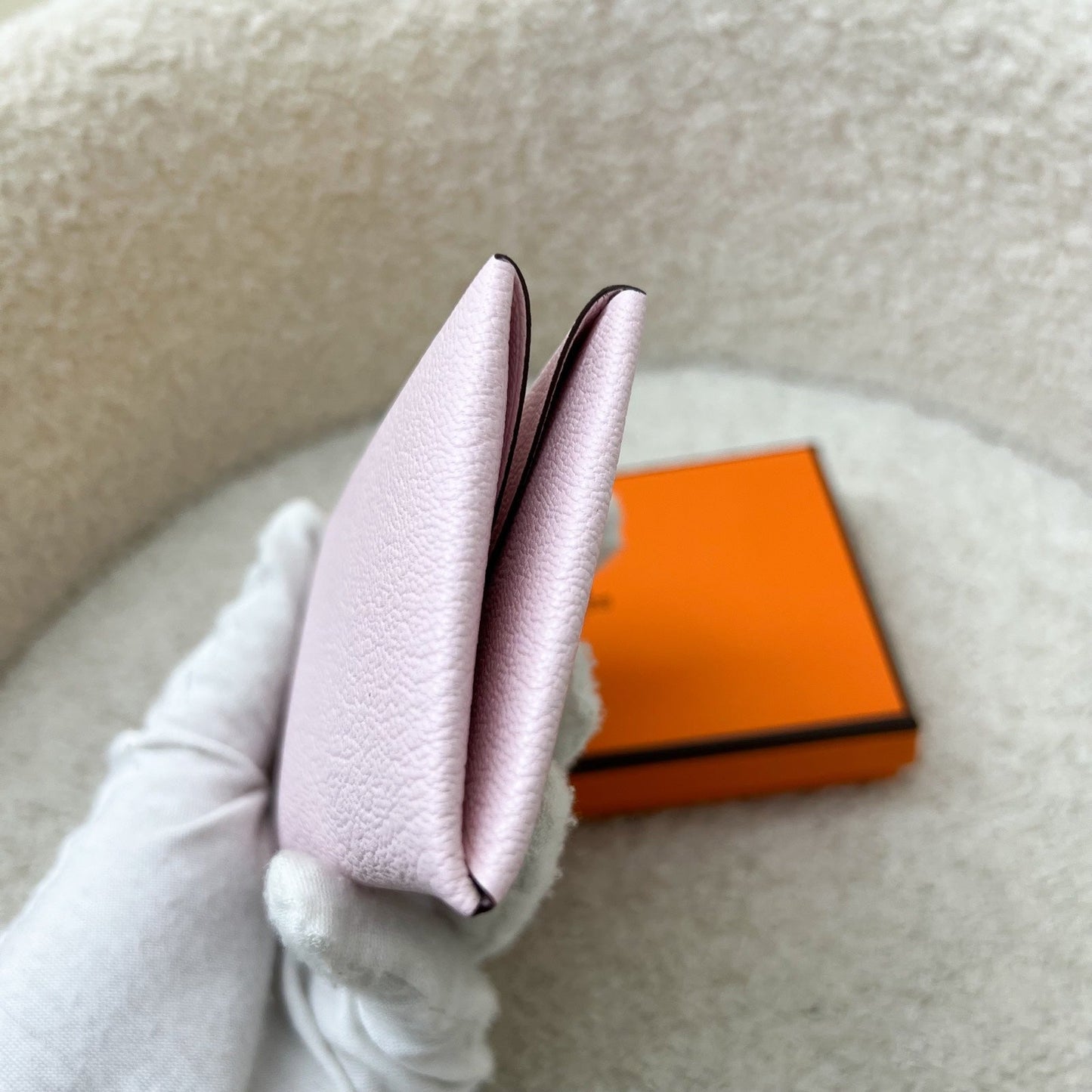 [Havik Shopsnew] Hermes Calvi Card Holder in Rose Darling Chevre Leather and PHW