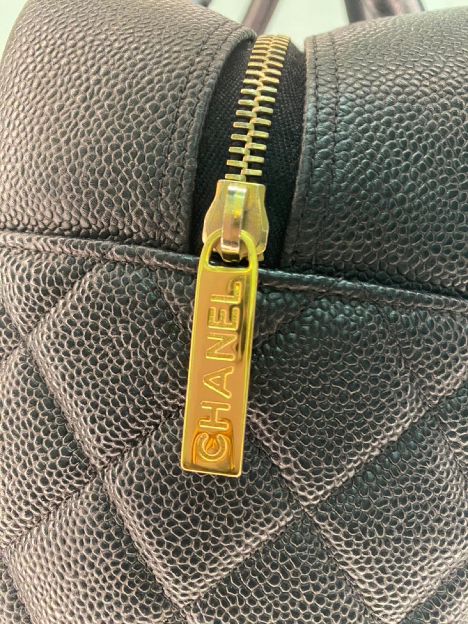 Chanel Vintage Caviar Bowler Top Handle Bag