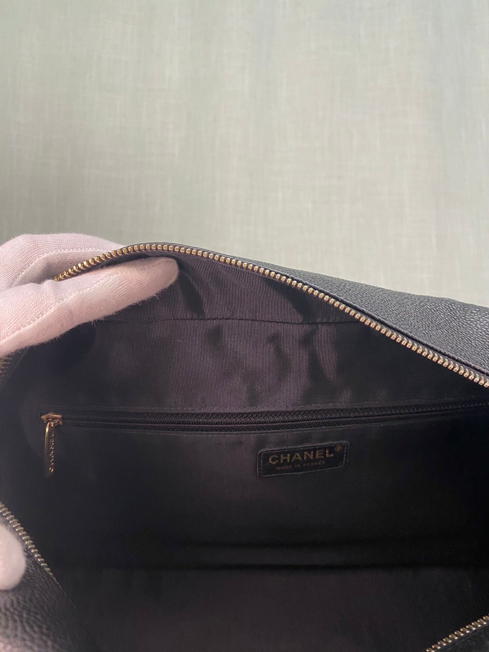 Chanel Vintage Caviar Bowler Top Handle Bag