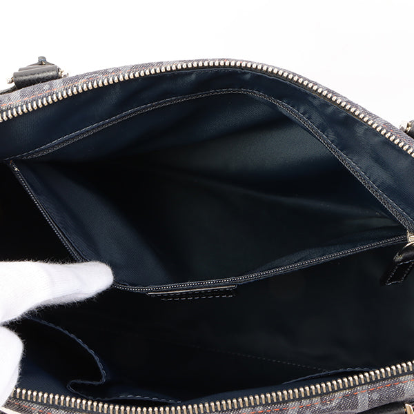 CHRISTIAN DIOR Flightline Denim Trotter Pattern Logo Plate Tote Bag Indigo/Orange