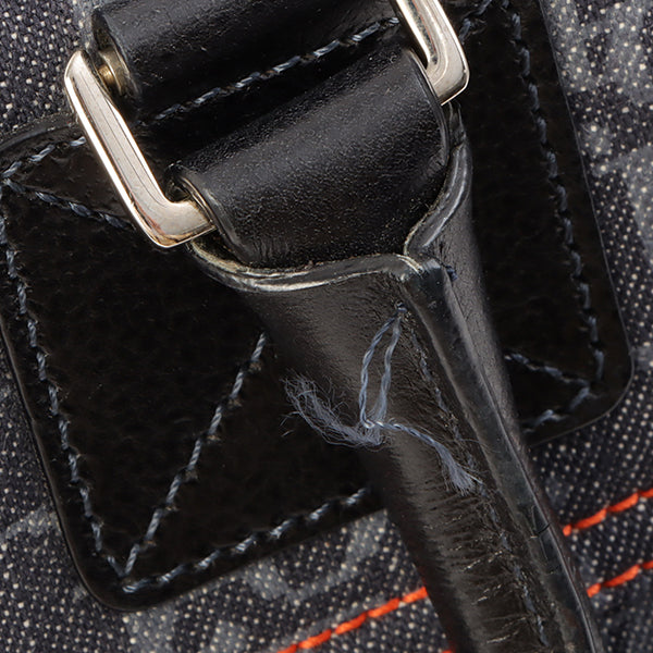 CHRISTIAN DIOR Flightline Denim Trotter Pattern Logo Plate Tote Bag Indigo/Orange