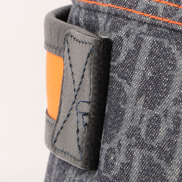 CHRISTIAN DIOR Flightline Denim Trotter Pattern Logo Plate Tote Bag Indigo/Orange