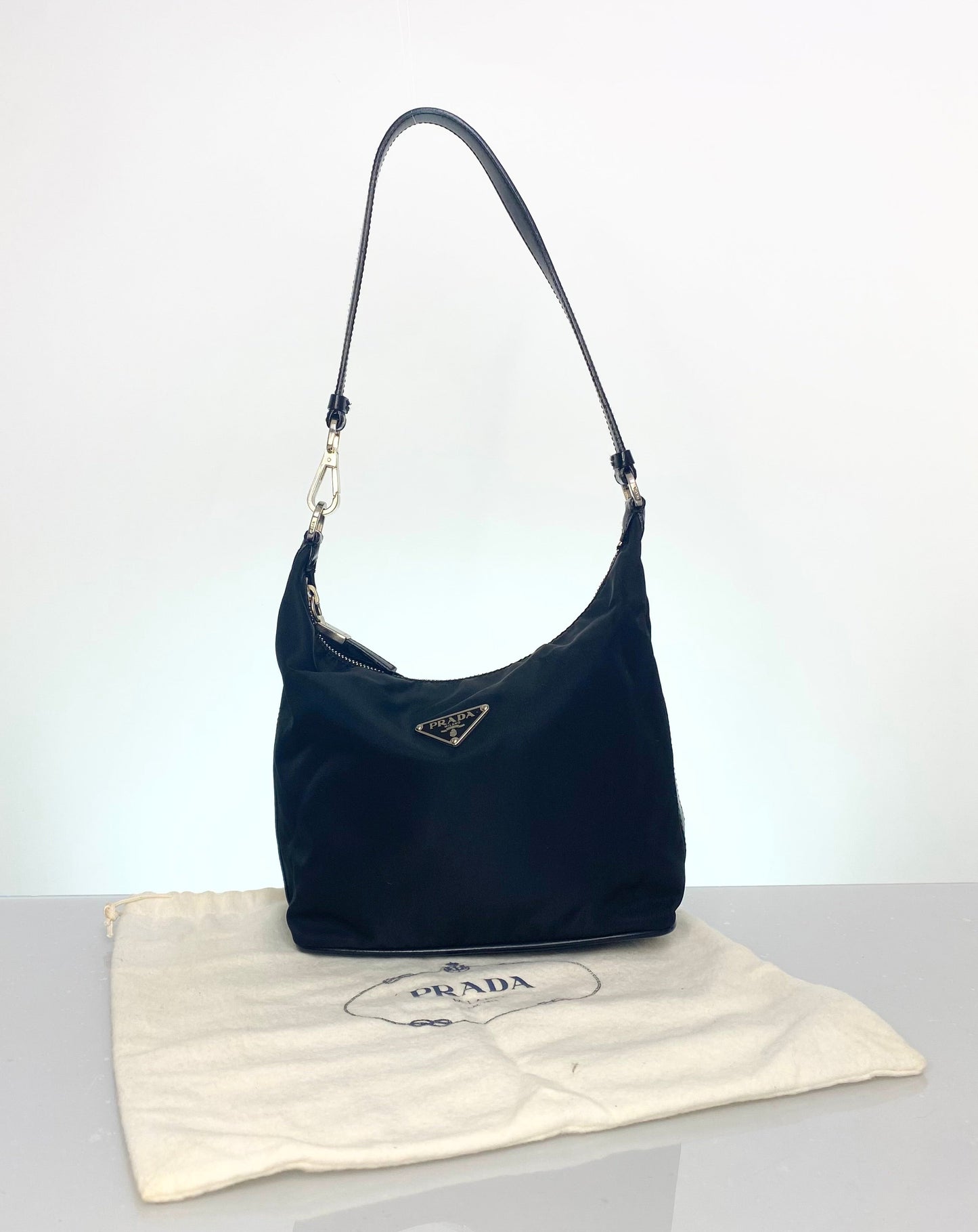 Vintage Prada Nylon Hobo w/ Hook Strap