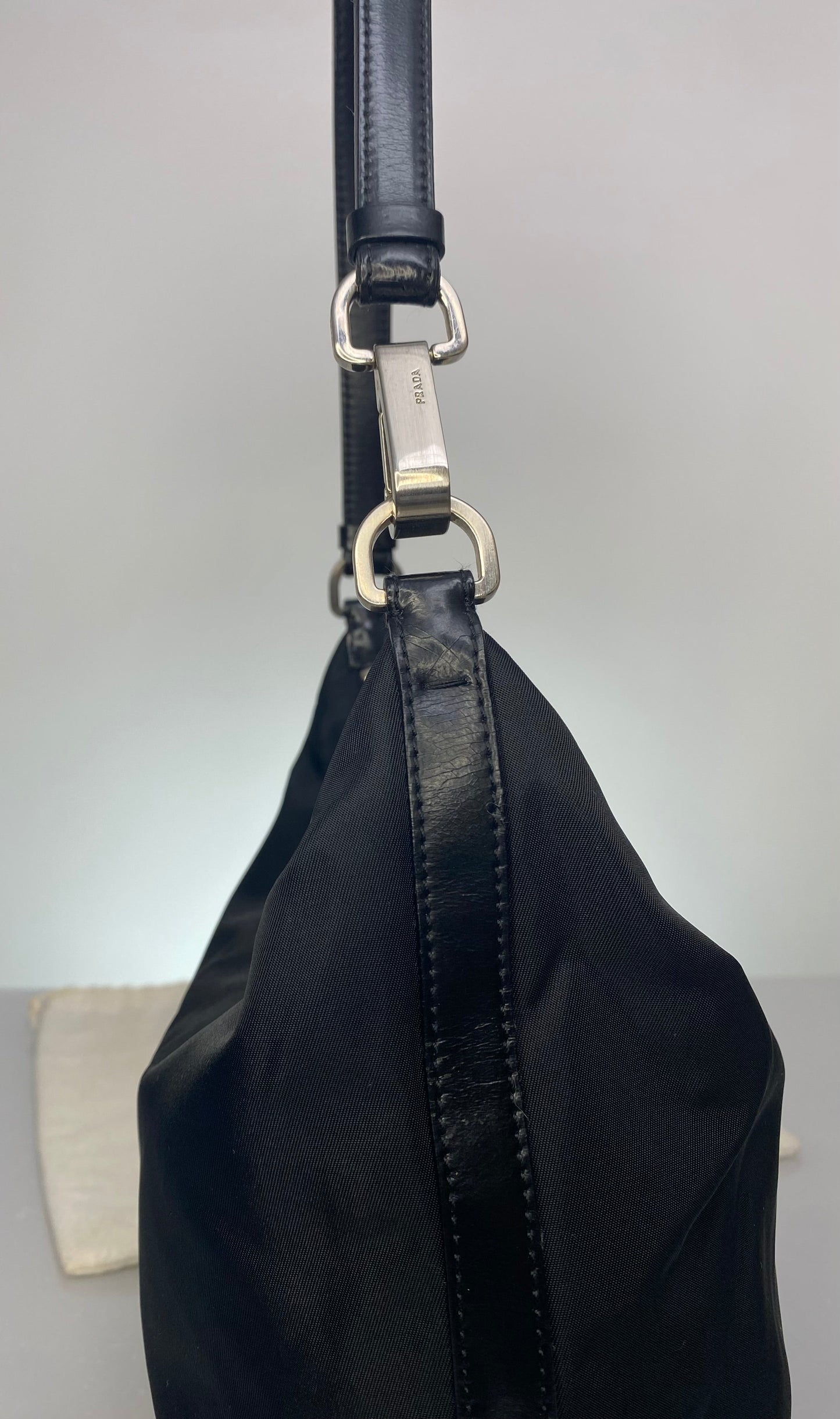 Vintage Prada Nylon Hobo w/ Hook Strap
