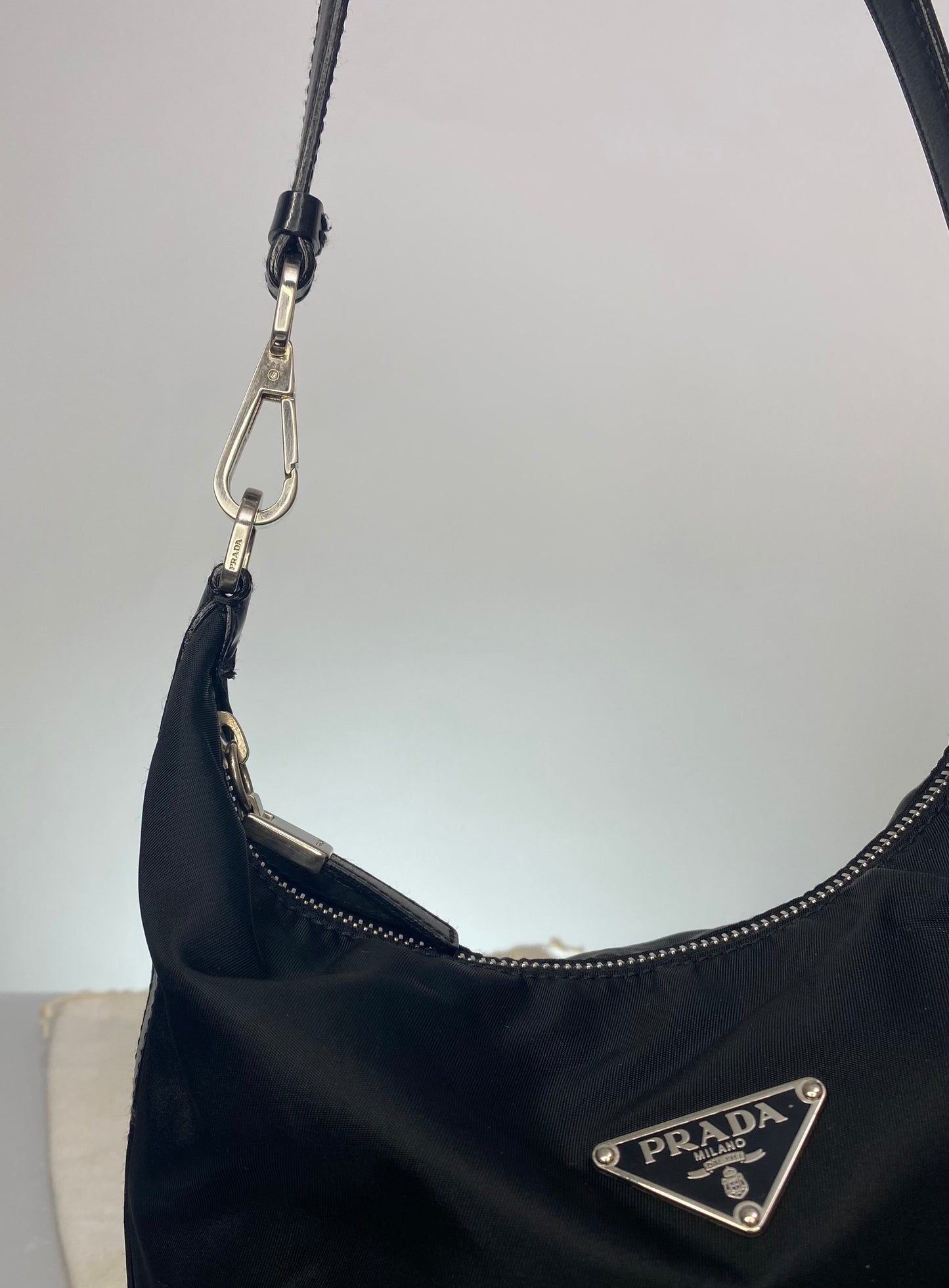 Vintage Prada Nylon Hobo w/ Hook Strap