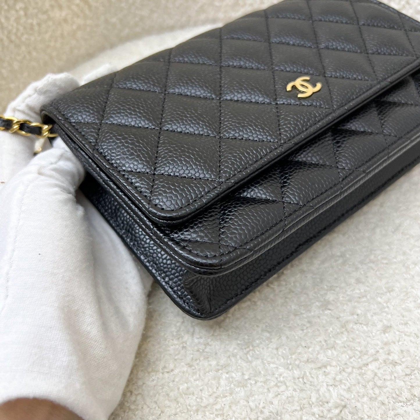 Chanel Classic Wallet on Chain WOC in Black Caviar and GHW